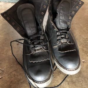 Men’s double H BOOTS 9EE lacer, Black leather